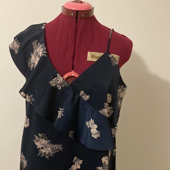 Lucky Brand blue Dress size M. Ruffle collar on one side & strap on the other. - Picture 5 of 8